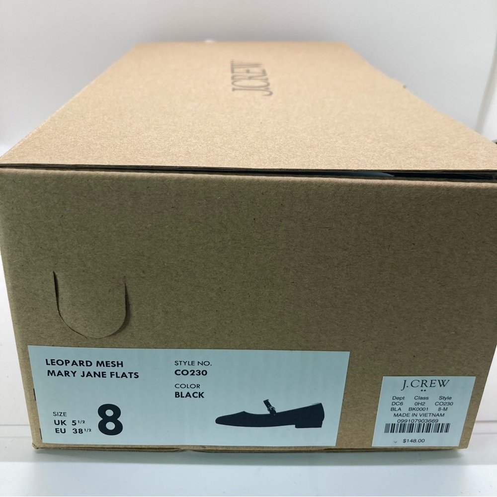 J. Crew Factory Black Leopard mesh Mary Jane flats 8 - Picture 10 of 10